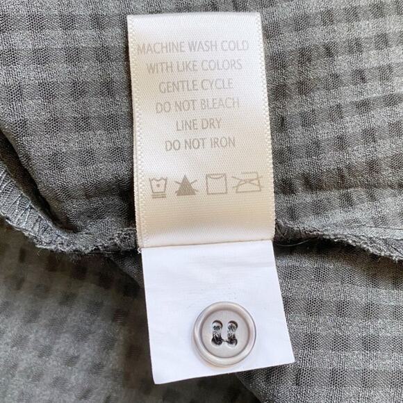 Max Studio Green Checkered Button‎ Up Shirt Flutter Sleeve - M - Picture 8 of 10